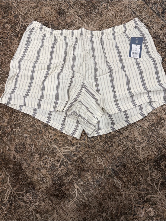 Universal Thread Pants - Striped Casual Linen-Look Shorts - Cream & Gray 1X new with tag